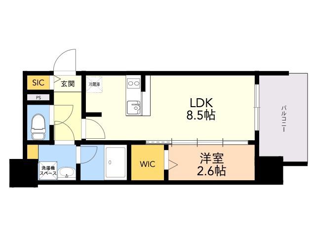 グランフォーレ博多ウォーターフロント(1LDK/9階)の間取り写真