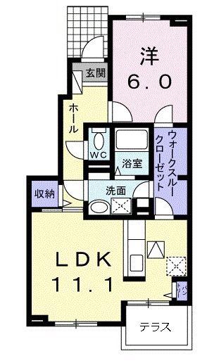 フォーリア(1LDK/1階)の間取り写真
