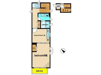 グランシャリオヴィラージュ(1DK/2階)の間取り写真