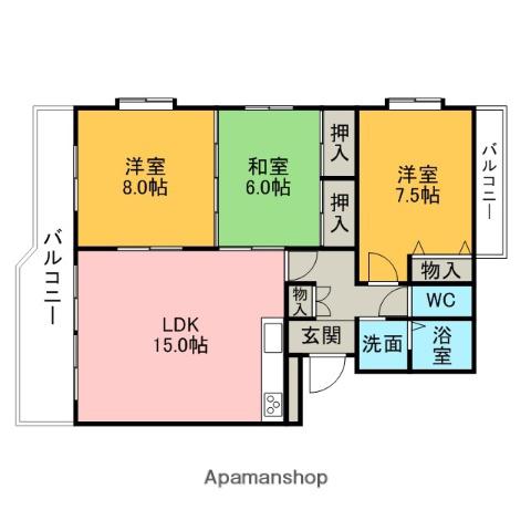 エステートシンメイ(3LDK/2階)の間取り写真