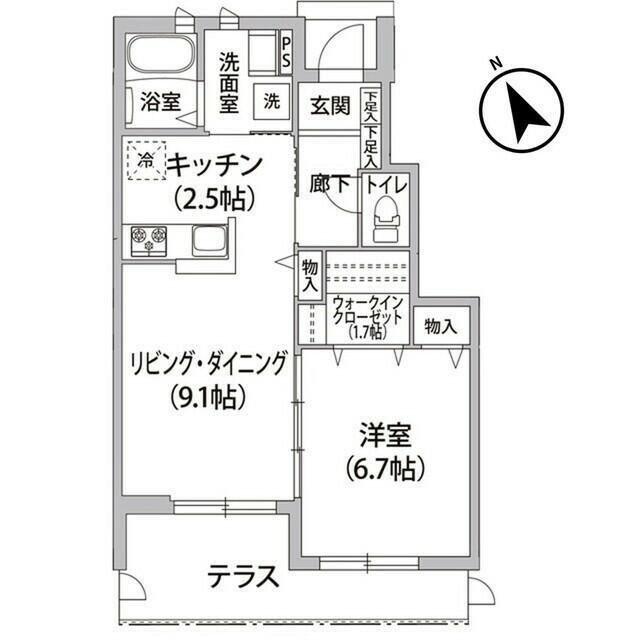 ルフレ用賀(1LDK/1階)の間取り写真