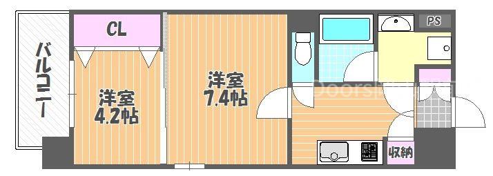 OWLSTYLE UCHISANGE(2K/4階)の間取り写真