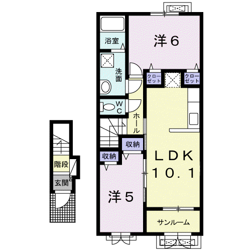 メゾン ナチュール(2LDK/2階)の間取り写真