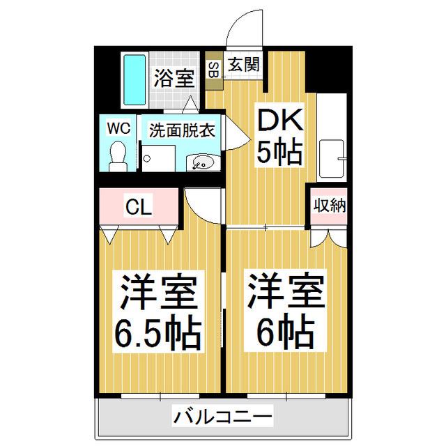 松原マンション(2DK/2階)の間取り写真