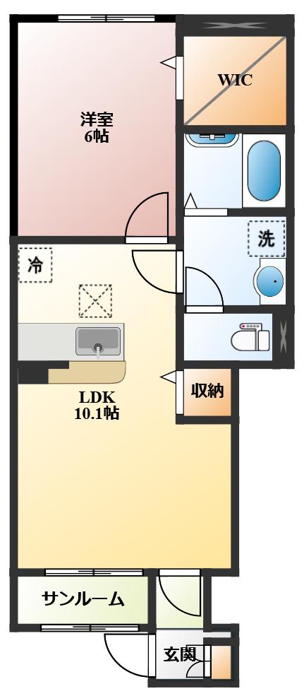 ドルチェ協和(1LDK/1階)の間取り写真