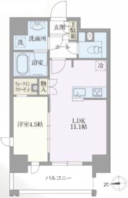ライトテラス浅草(1LDK/9階)の間取り写真