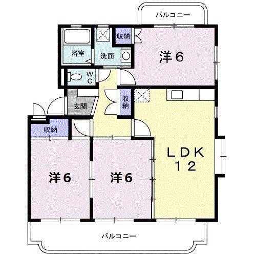 ハーモニー江津A(3LDK/2階)の間取り写真