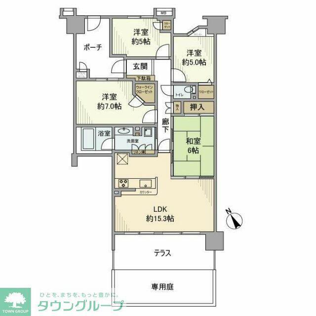 ルイシャトレ船橋習志野台(4LDK/1階)の間取り写真