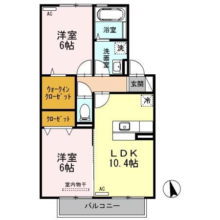 シャルマン(2LDK/2階)の間取り写真