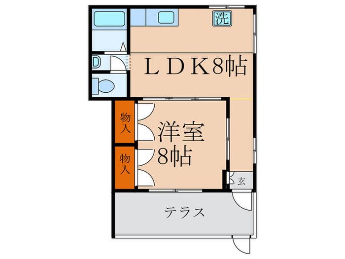 第5清和ハイツ(1LDK/1階)の間取り写真