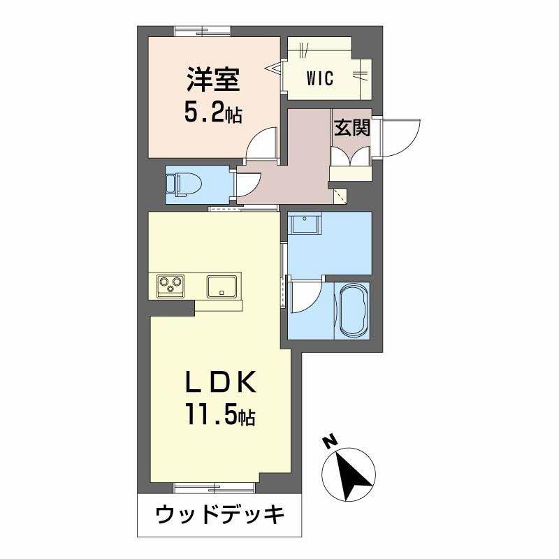 アンビエラ中川(1LDK/1階)の間取り写真