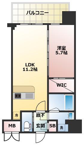 グランカーサ新大阪サウス(1LDK/4階)の間取り写真