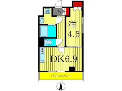 ラヴィエール カメアリ(1DK/2階)の間取り写真