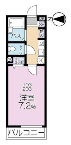 ラピスガーデン(1K/1階)の間取り写真