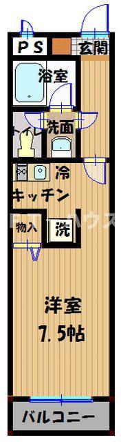 シェルブール(1K/3階)の間取り写真
