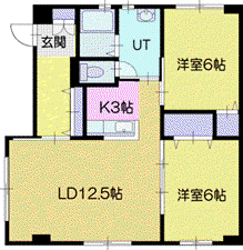 ユカンボシリバーハイツ・A(2LDK/2階)の間取り写真