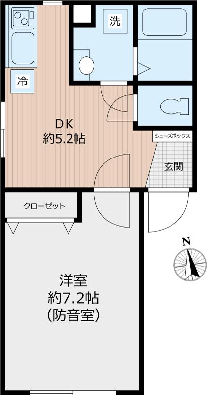 ジュエシュピーレン蓮根(1DK/4階)の間取り写真