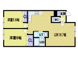 ブラウン厚別西(2LDK/3階)の間取り写真