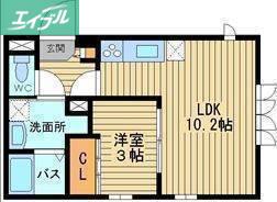 ドミール青江(1LDK/2階)の間取り写真