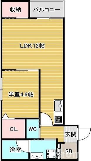 CHATON美穂ケ丘(1LDK/2階)の間取り写真
