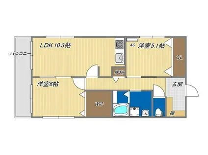 NETーK江井島(2LDK/2階)の間取り写真