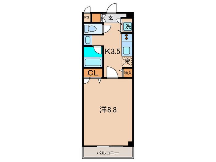 ロイヤルレジデンスK2(1K/2階)の間取り写真