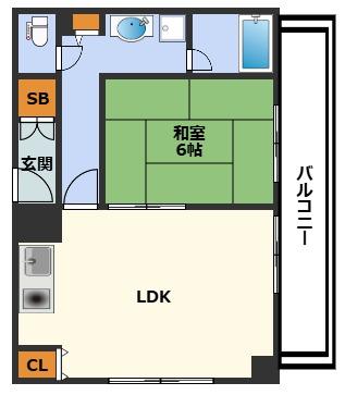 ラ・メール北大阪(1LDK/9階)の間取り写真