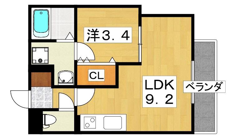 RETERASU光善寺(1LDK/2階)の間取り写真