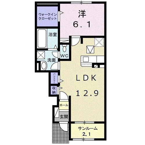 ブロッサム ヒルズ(1LDK/1階)の間取り写真
