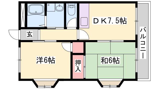 メゾン大半田(2DK/1階)の間取り写真