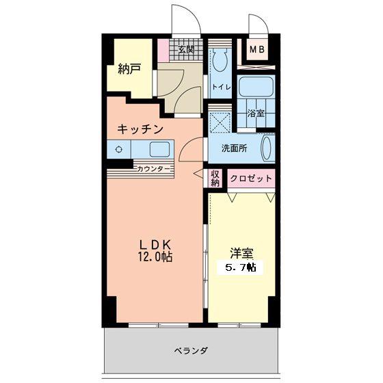 ALLEE VERTE(1LDK/2階)の間取り写真