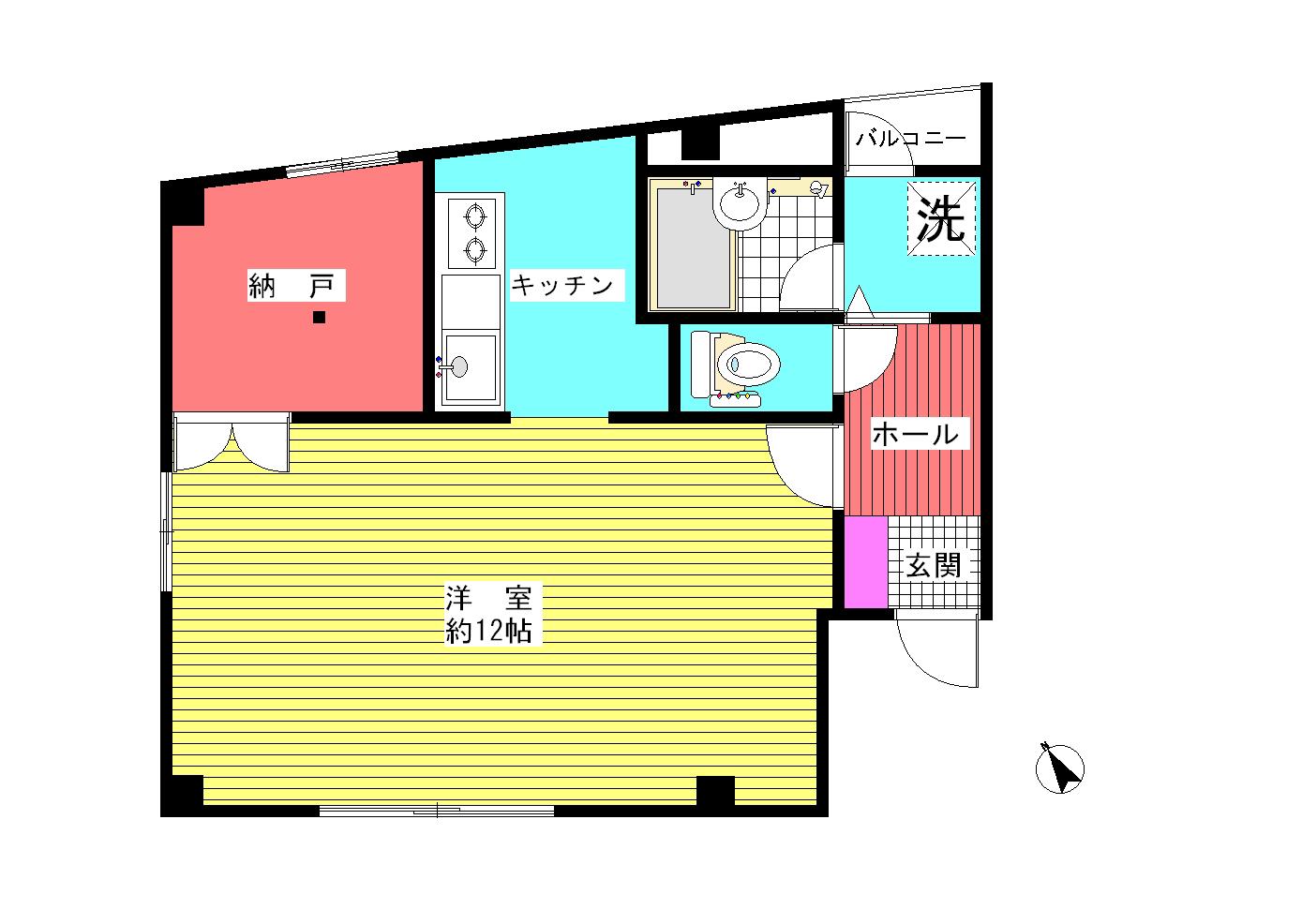 ベルツリー(1SK/3階)の間取り写真