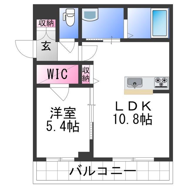 ベレオ和歌山駅東(1LDK/2階)の間取り写真