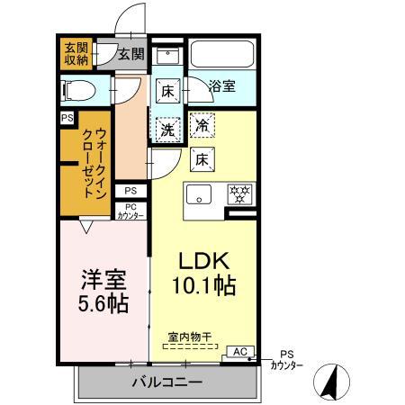 CLAIR島田(1LDK/1階)の間取り写真