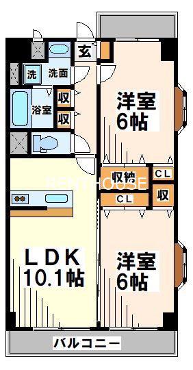 フレイグラントオリーブ(2LDK/4階)の間取り写真