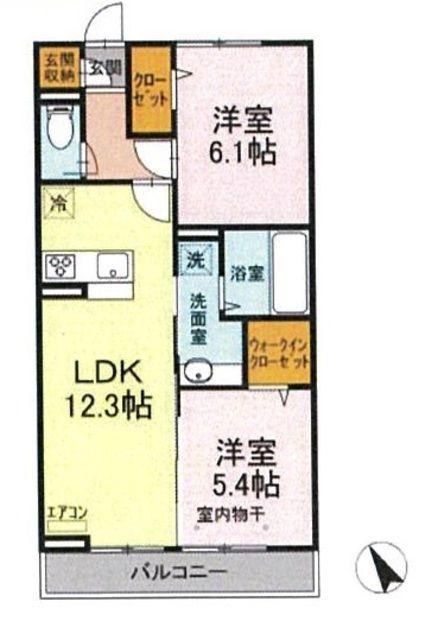 サントミー(2LDK/3階)の間取り写真