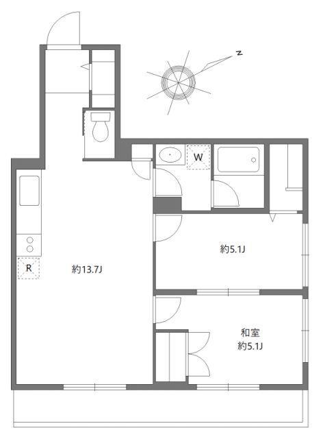 オクドテラス(2LDK/2階)の間取り写真