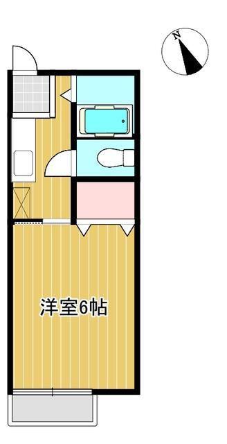 ビーライン下溝1号館(1K/1階)の間取り写真