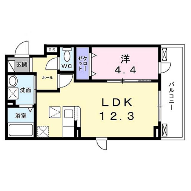 エアリーガーデン(1LDK/1階)の間取り写真