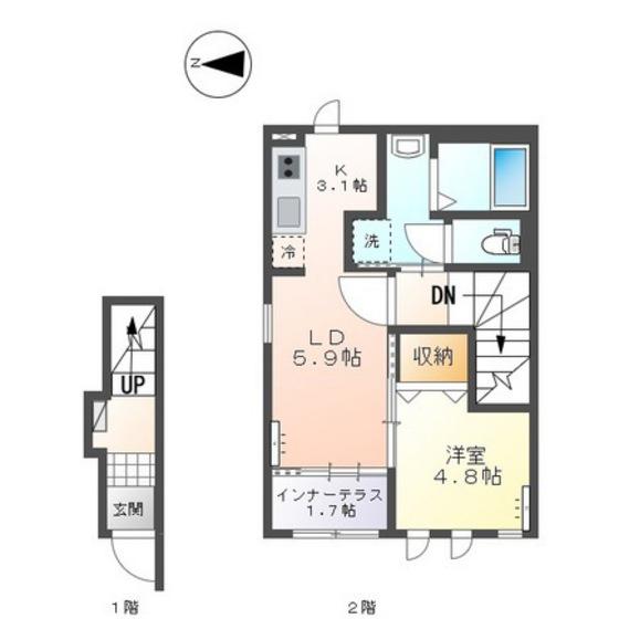 ベルマティネ(1LDK/2階)の間取り写真