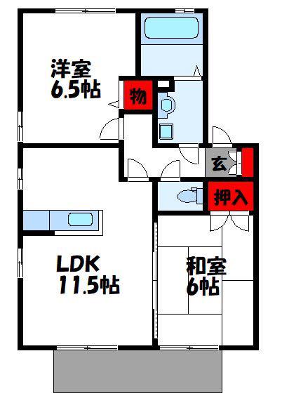 リビングタウン舞の里(2LDK/1階)の間取り写真