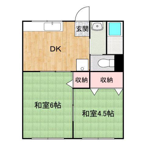 コーポ幸(2DK/2階)の間取り写真