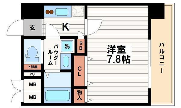 ミラージュパレス難波東レジデンス(1K/2階)の間取り写真