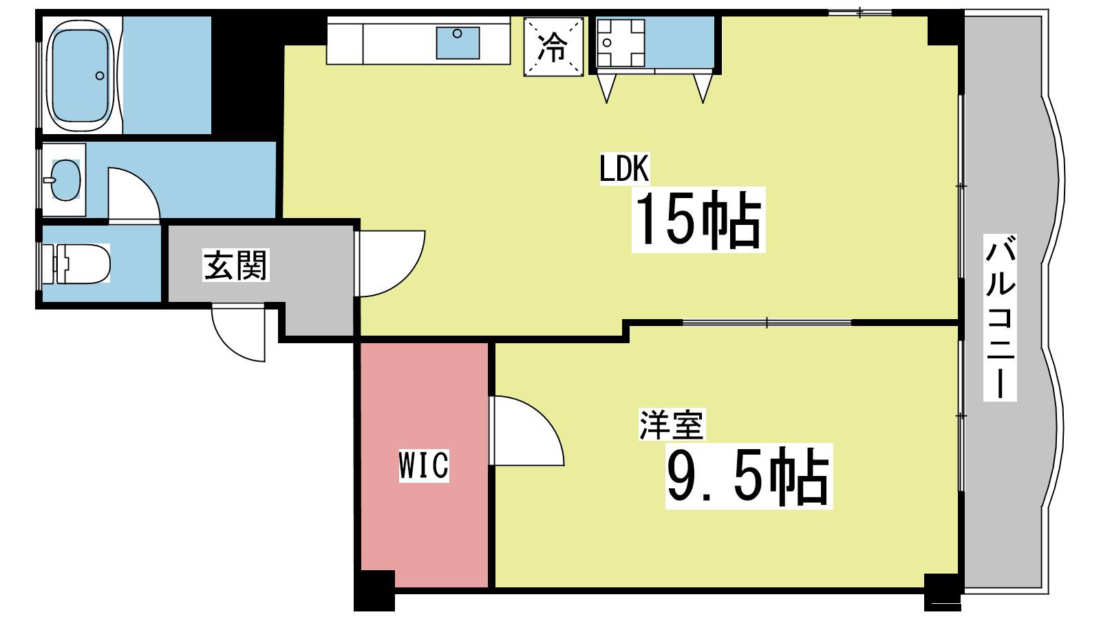六甲グロリアハイツ(1LDK/2階)の間取り写真