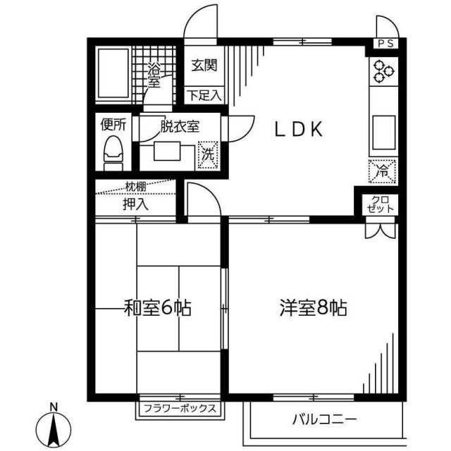 リバーサイドナカヤハイツ(2LDK/1階)の間取り写真