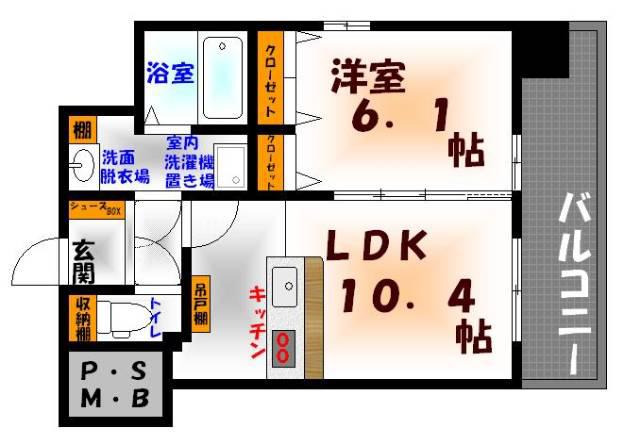 シティタワープレミアム(1LDK/5階)の間取り写真