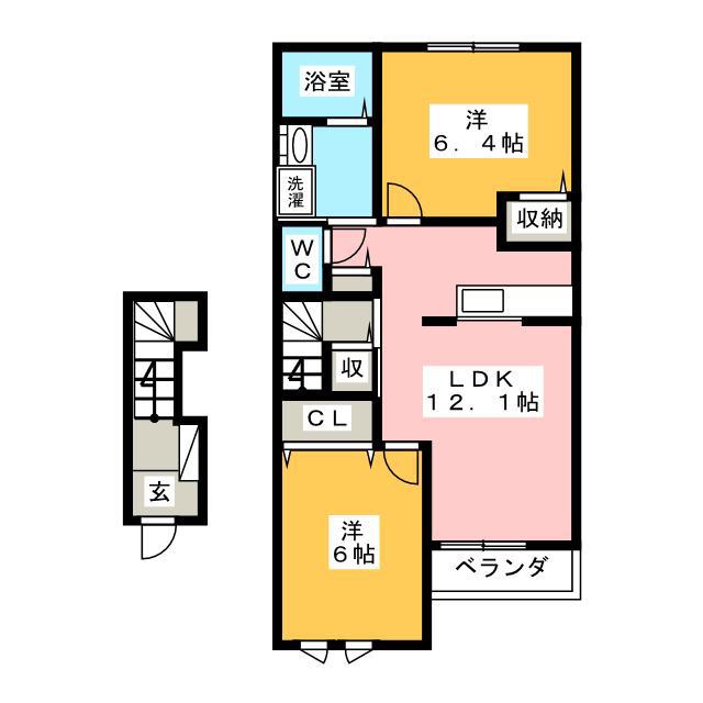 パストラルB(2LDK/2階)の間取り写真