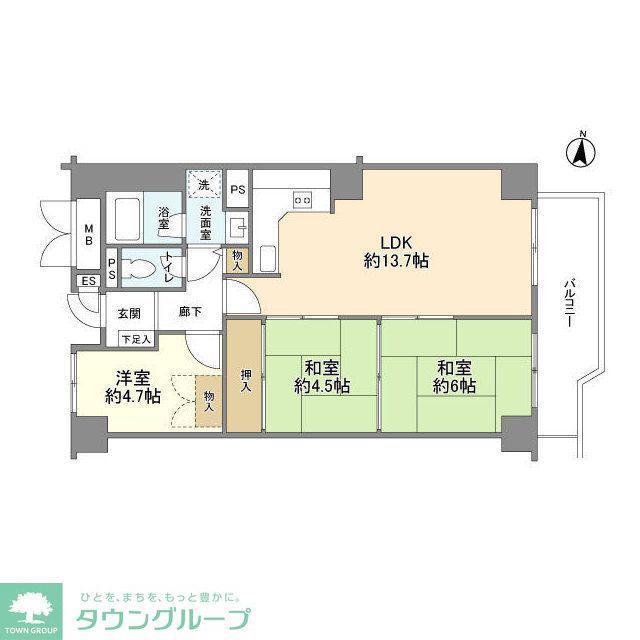 本郷壱岐坂ハイツ(3LDK/3階)の間取り写真