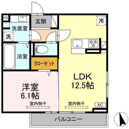 トルマリーナ相武台(1LDK/2階)の間取り写真