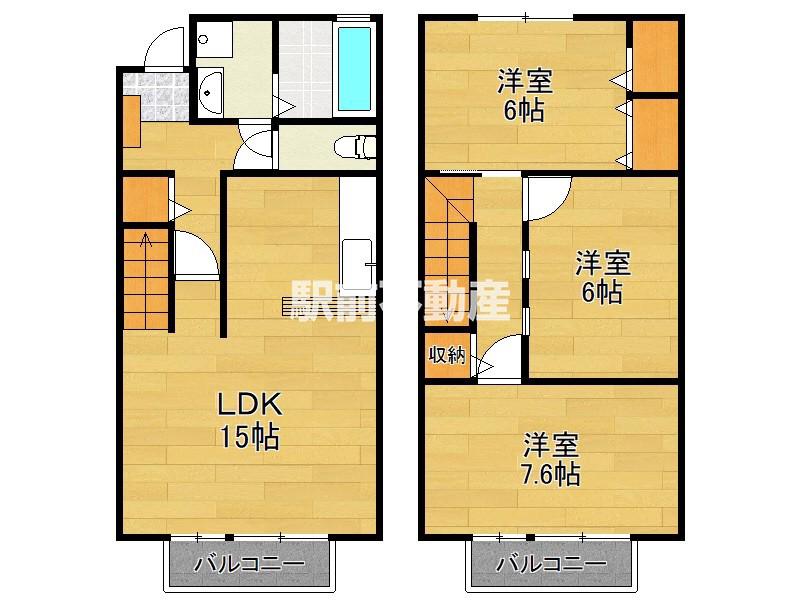 ジュシサンハウス鬼丸(3LDK/1階)の間取り写真